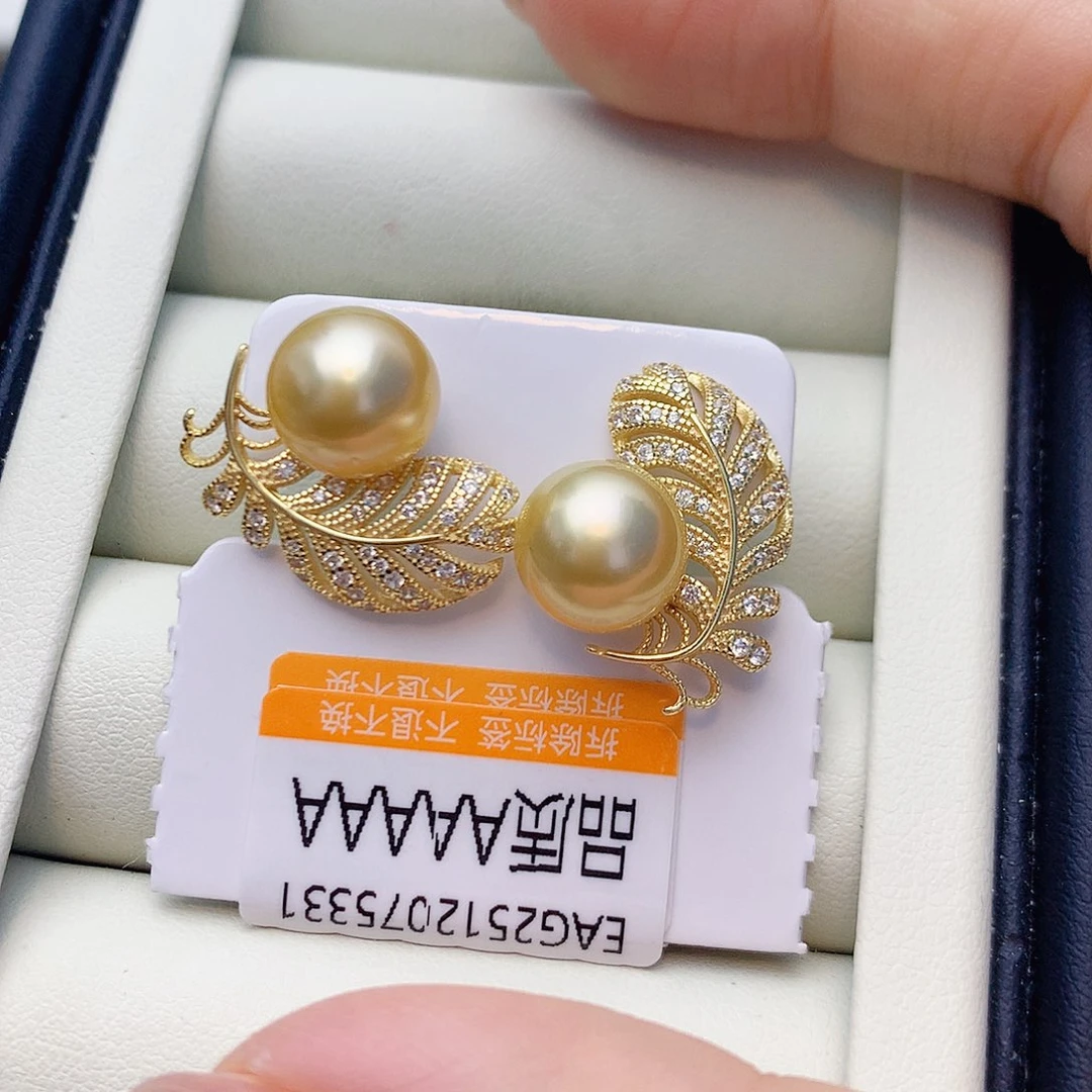 海水珍珠耳饰银S925镶嵌W18