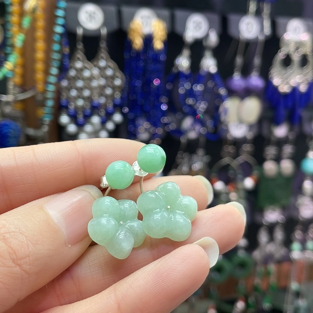 翡翠银S925镶嵌耳饰637ujhh