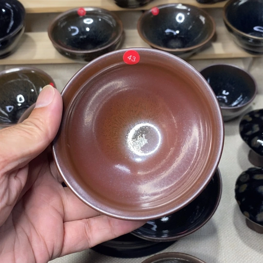 茶盏柿红建盏高端茶器主人杯