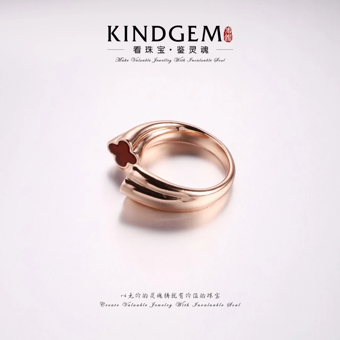铜合金珐琅戒指 四叶草时尚轻奢高级感素款百搭开口戒指 C-32889