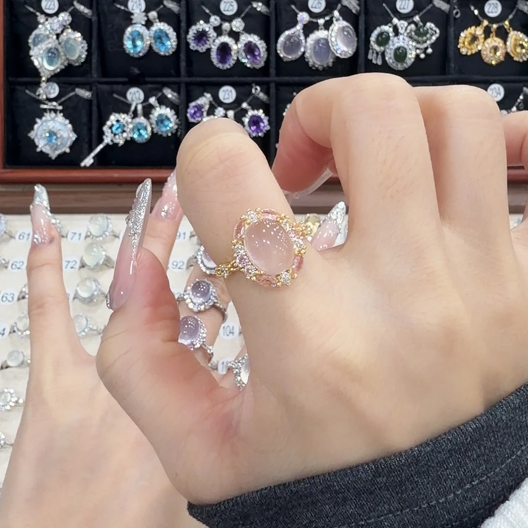 戒指黄晶银S925镶嵌