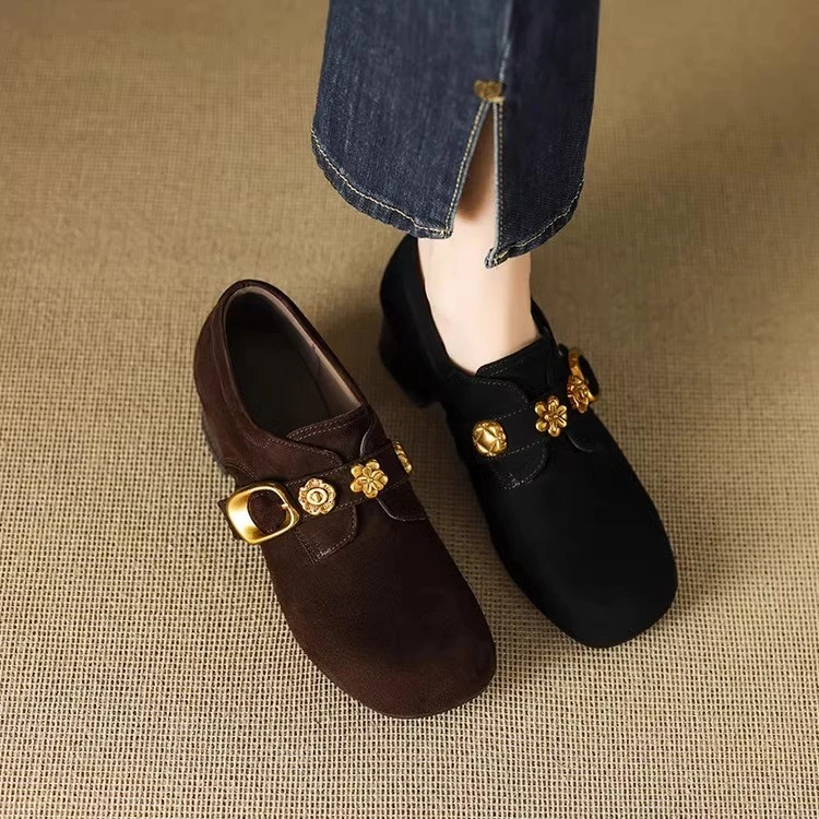 【JTG&SHOES 官方正品】巨好穿法式乐福鞋女2025春季新款圆头中跟粗