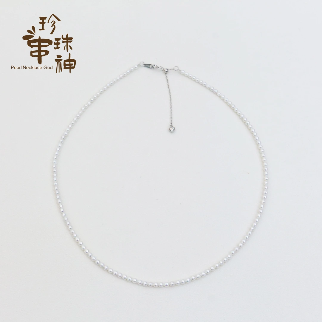S925银2.5-3.5mm极光淡水珍珠小米珠项链锁骨链白色时尚百搭简约