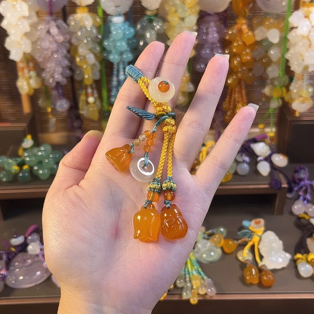 甜***主玛瑙/玉髓未镶嵌车挂钥匙扣