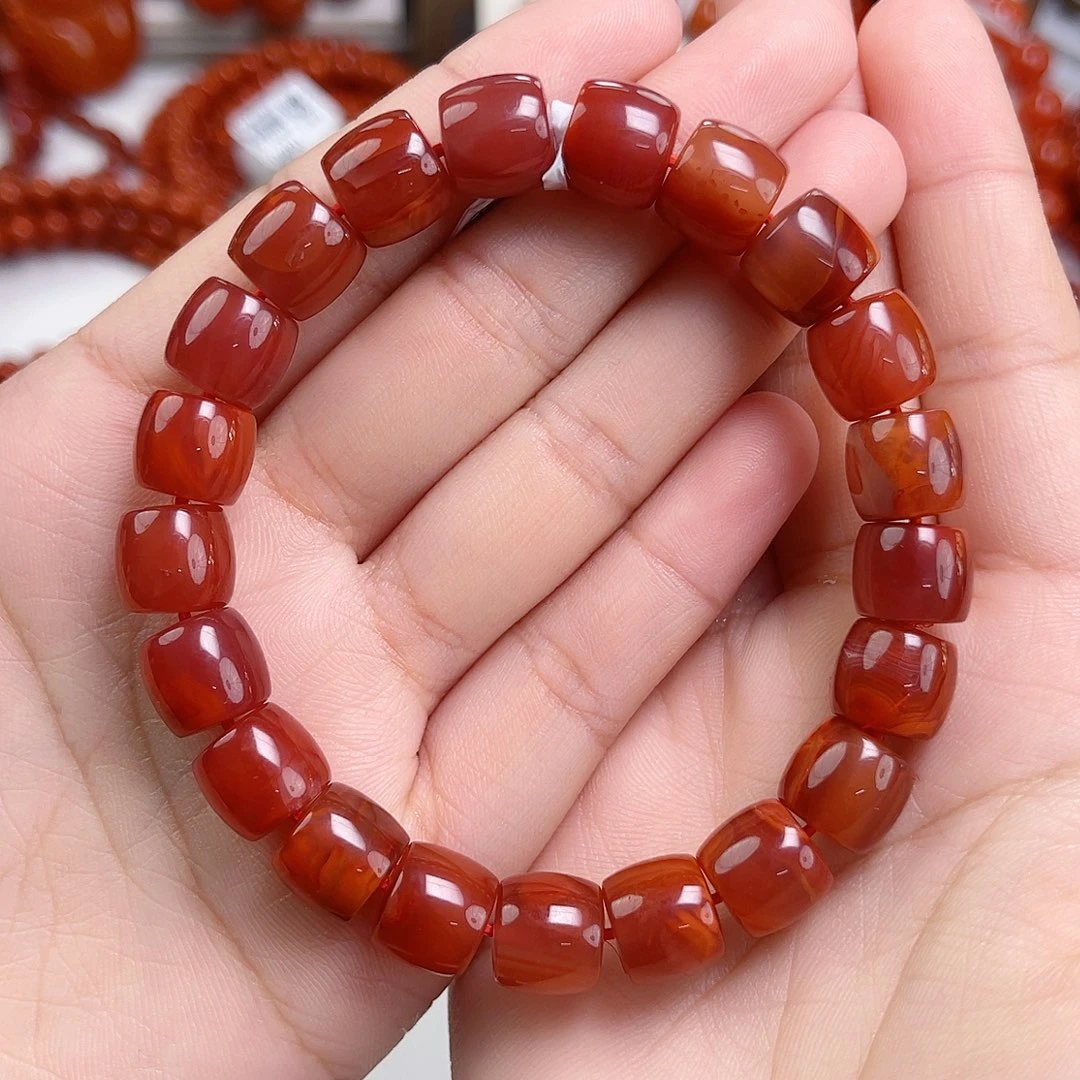 南红玛瑙未镶嵌手链瓦西牛血红精工直切单圈10mm