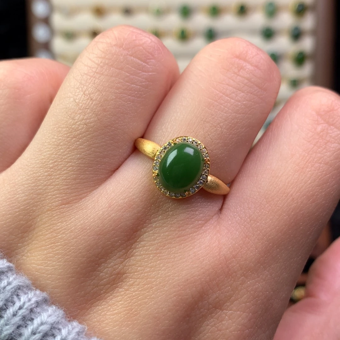 和田玉银S925镶嵌戒指