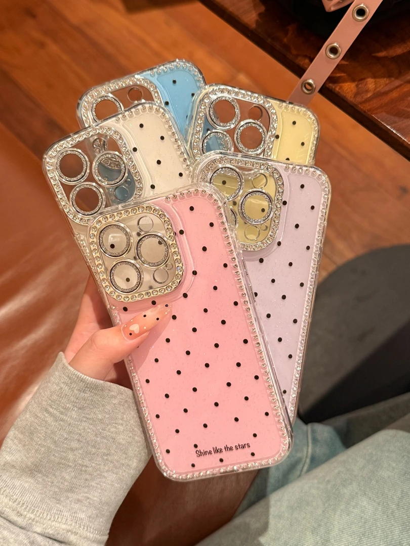 轻奢温柔满屏波点适用苹果15/16promax/14防摔[自带Ai拍照按键]