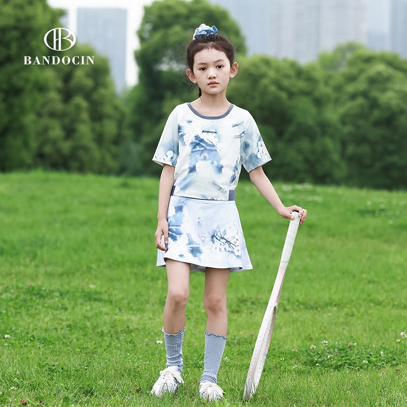 2025新款夏季女童夏装韩版印花短裙运动透气速干休闲裙子