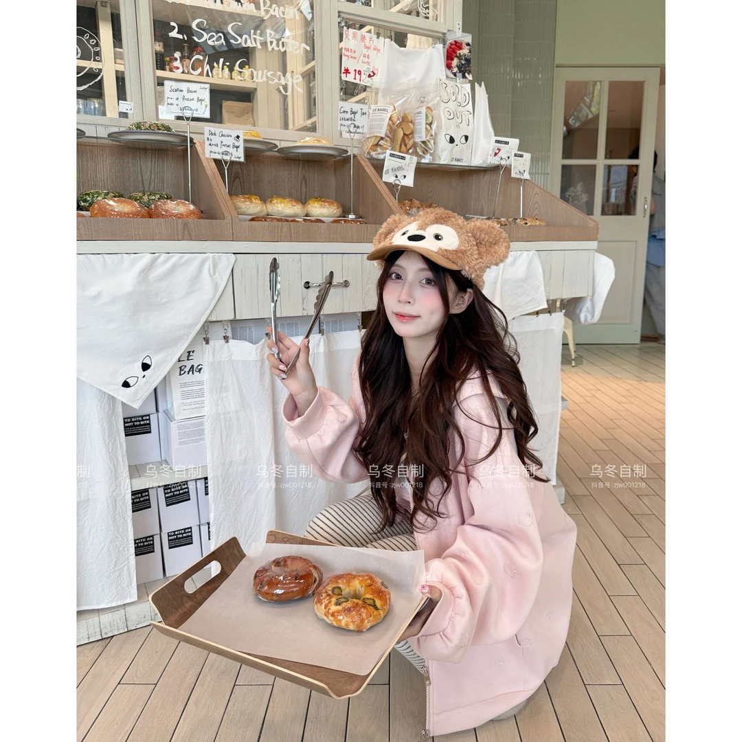 【乌冬自制】“甜心Kitty”韩系kitty刺绣高克重版卫衣连帽开衫外套