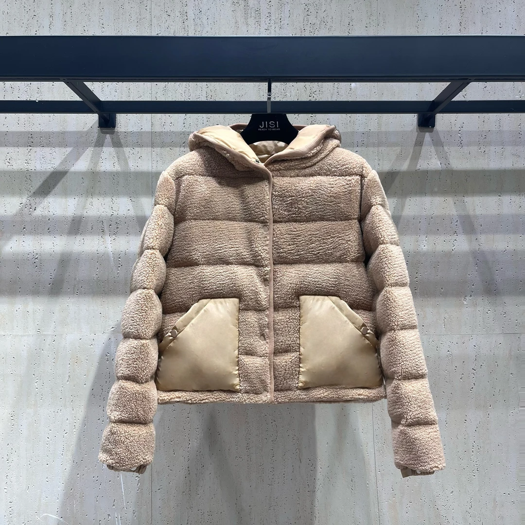 JISI 泰迪连帽拼接羽绒服-YR24611