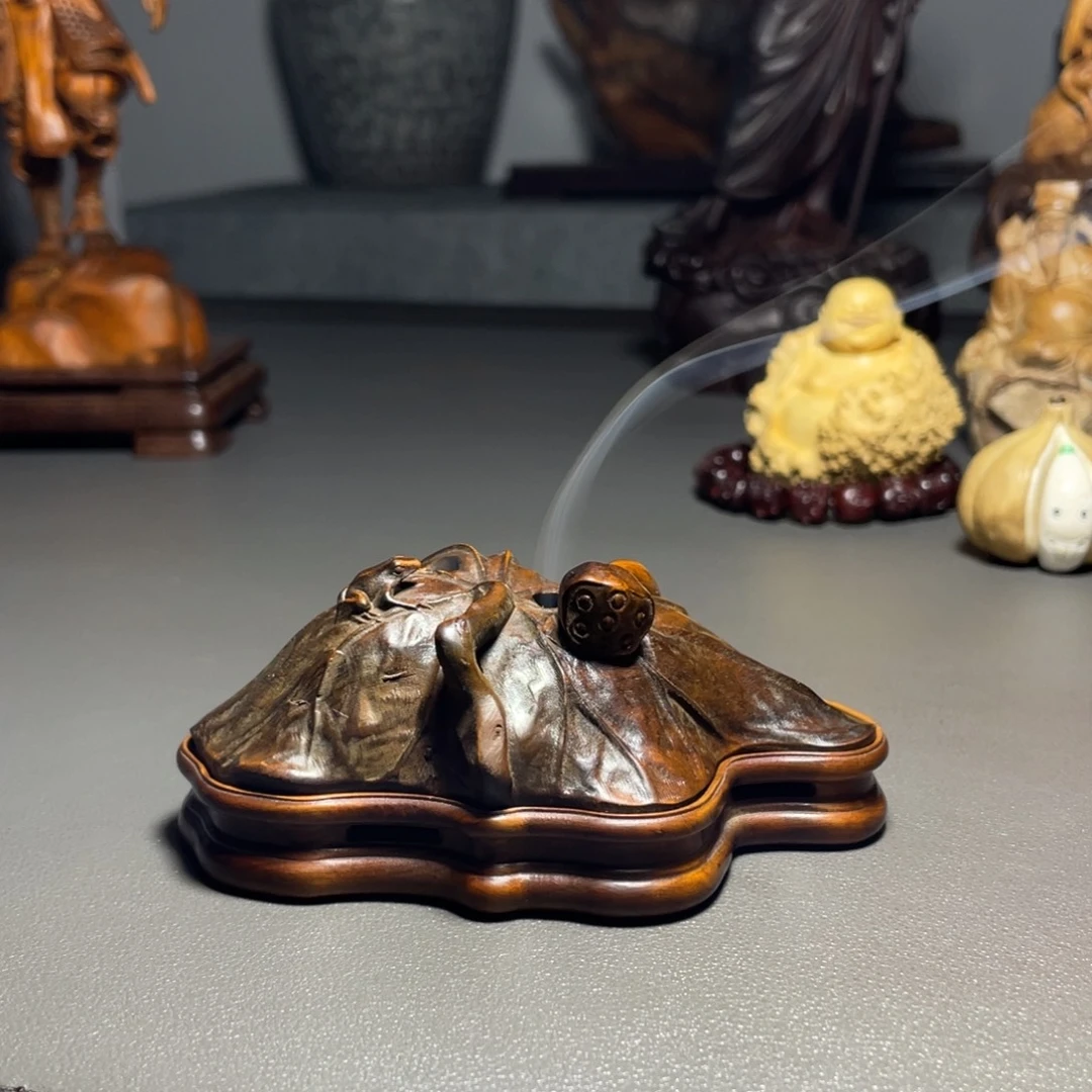 黄杨木做旧香炉工艺品