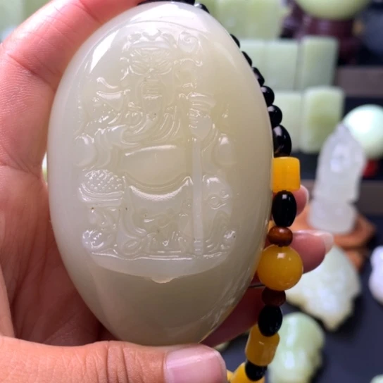 石材方解石手把件