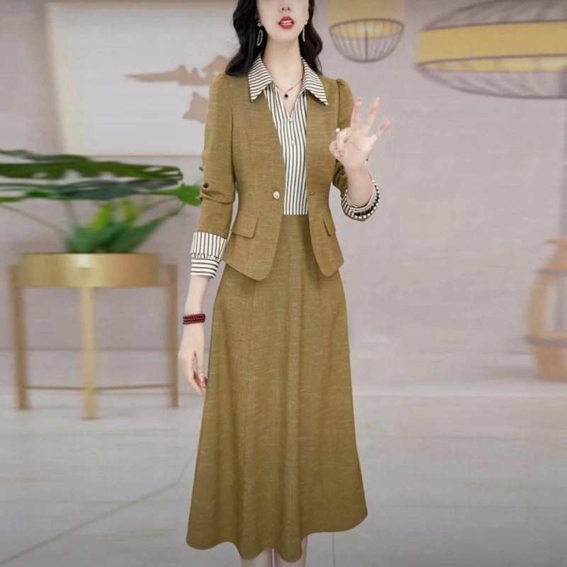 轻奢时尚优雅小西装套装连衣裙2025秋季新款高级感显瘦两件套裙子