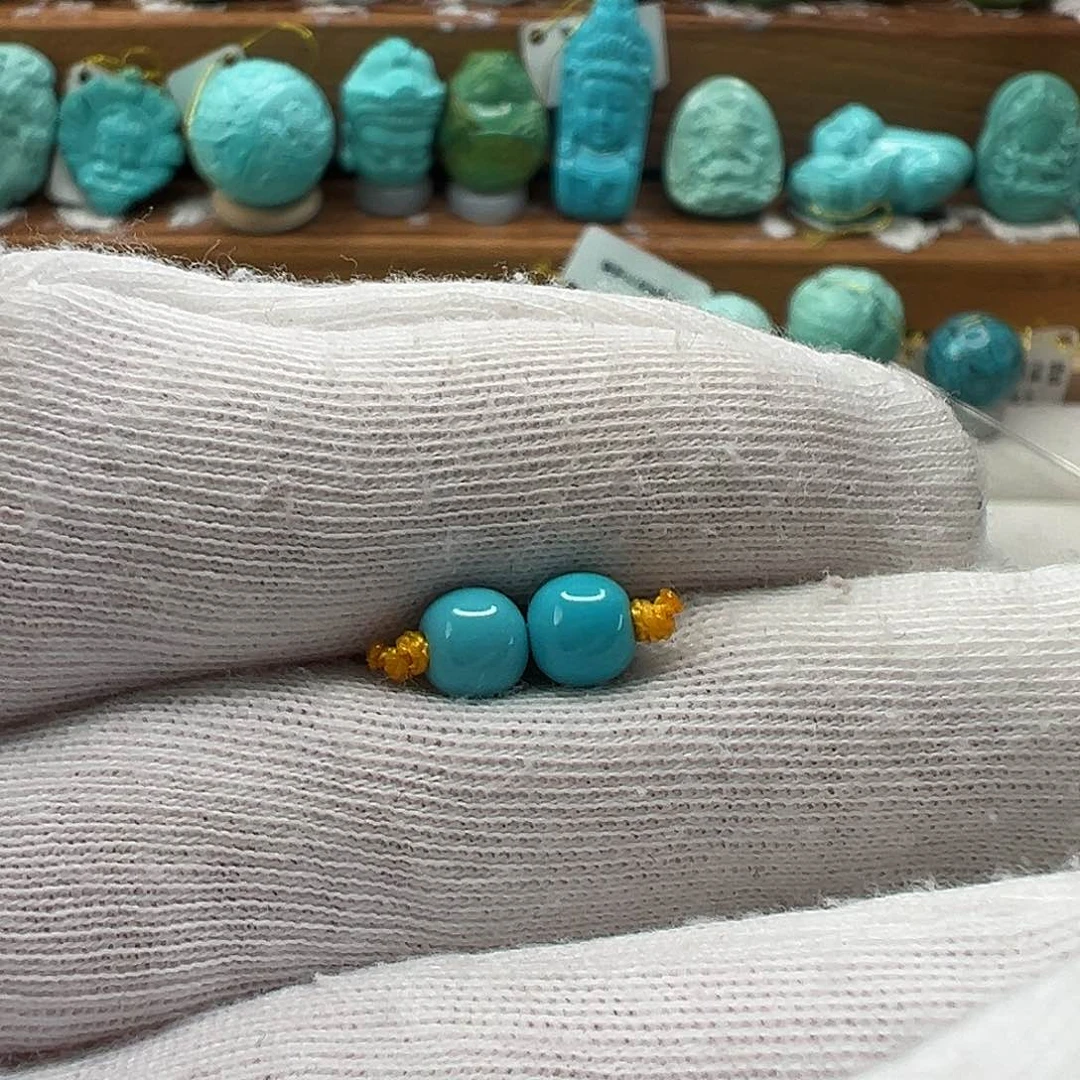 绿松石老型对珠 未镶嵌