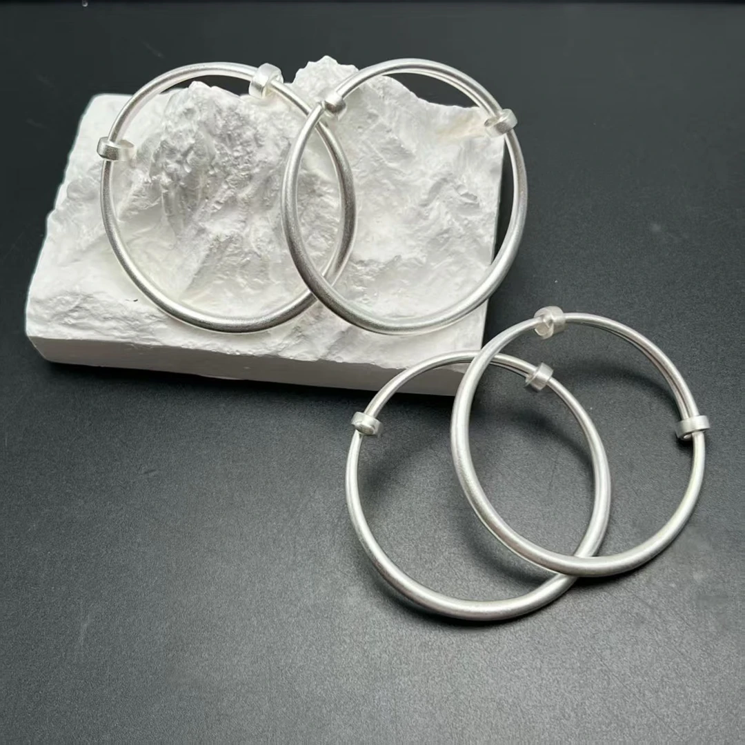 足银手镯 【北野珠宝】足银999.9推拉童镯一对-B123H-350多样性发一