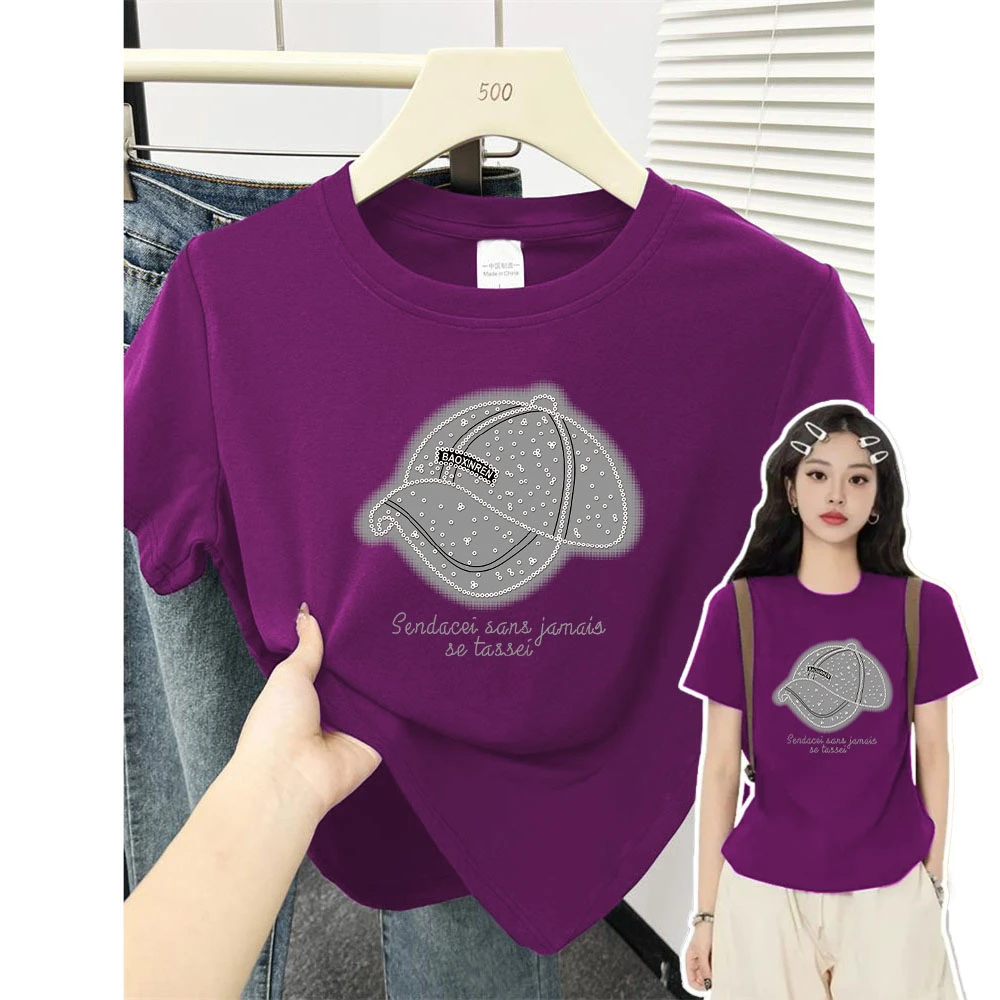 印花小众百搭夏季纯棉圆领2025新款短袖T恤女设计感遮肉显瘦上衣