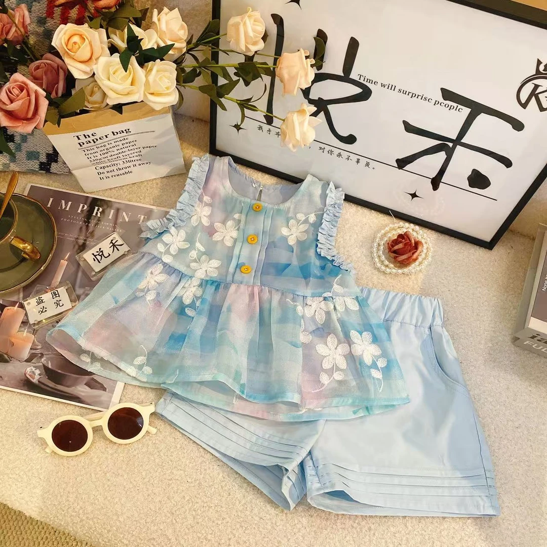 T1女童套装夏季新款小女孩超仙甜美娃娃洋气儿童套装8914