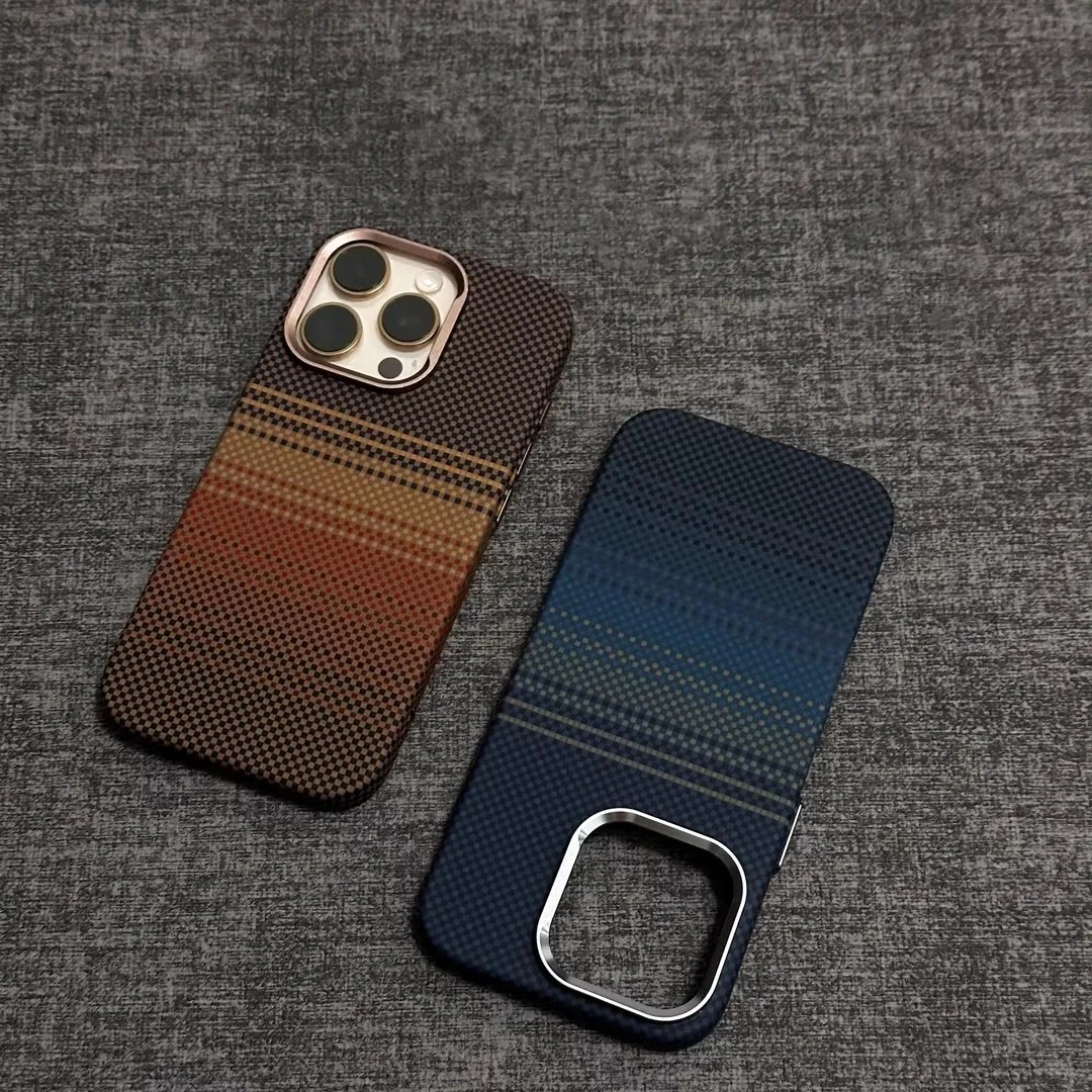 日落系列磁吸凯夫拉纹适用16promax苹果手机壳防摔磁吸硬壳全包