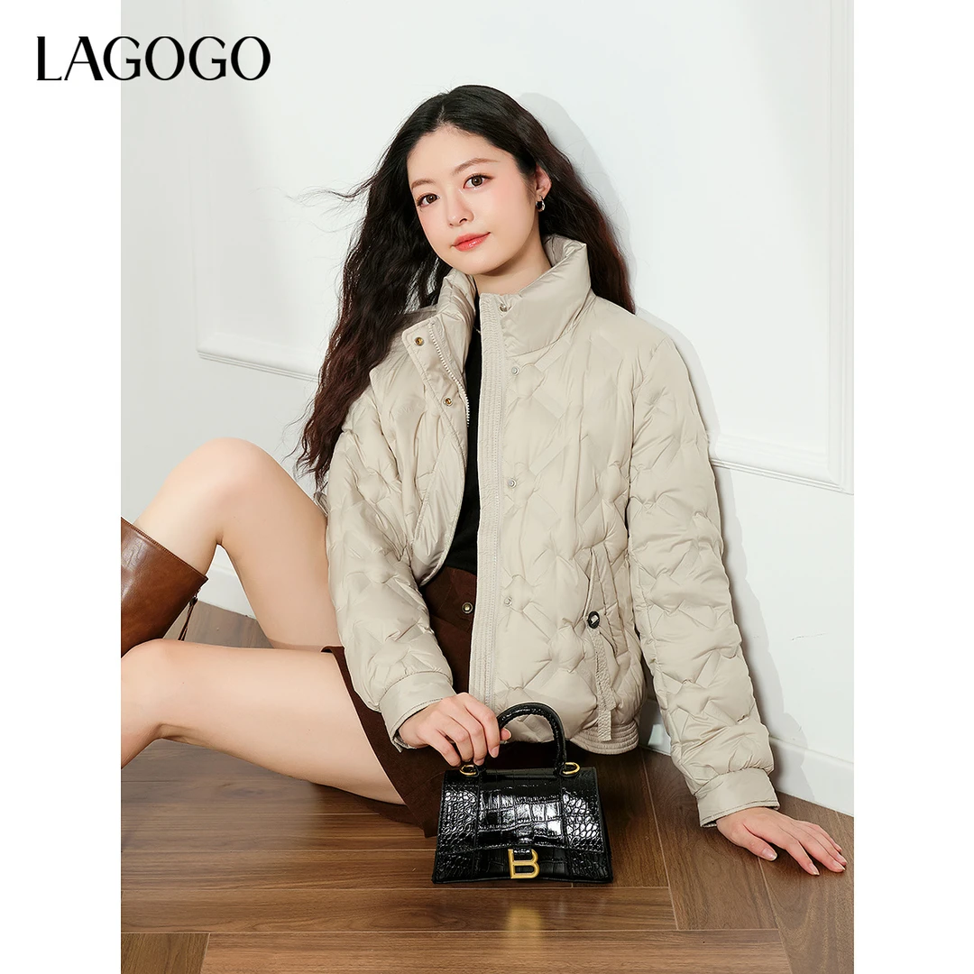 lagogo拉谷谷新款舒适轻盈立领百搭羽绒服女NCYY23XA71
