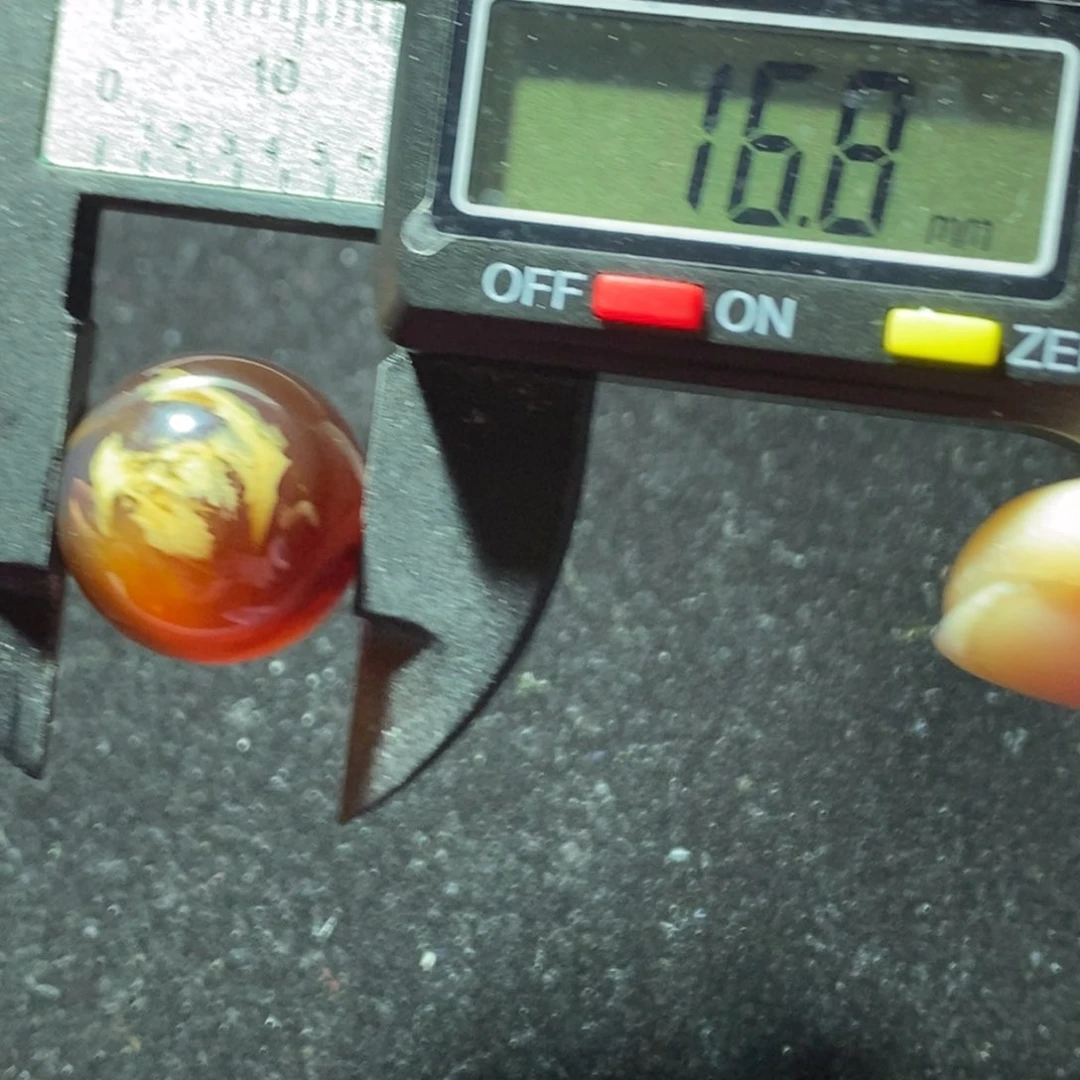 琥珀裸石未镶嵌撒***滴妖花溶洞16.8 m m打1.5孔