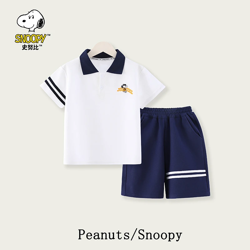 Snoopy/史努比夏季夏款亲子休闲洋气polo撞色翻领POLO衫套装