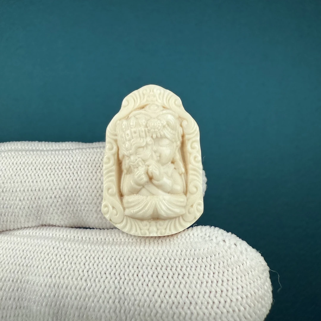 H40-85天然猛犸牙 雕刻 扎基拉姆18.5*28.5*8mm支持鉴定假一罚十