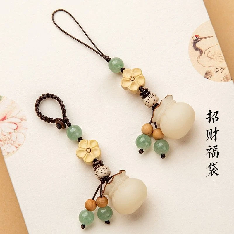 创意手工菩提钱袋手机链挂件情侣高档汽车钥匙扣招财福袋包挂饰品