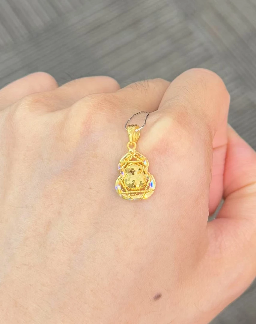 足金999 炫彩鱼鳞小葫芦吊坠