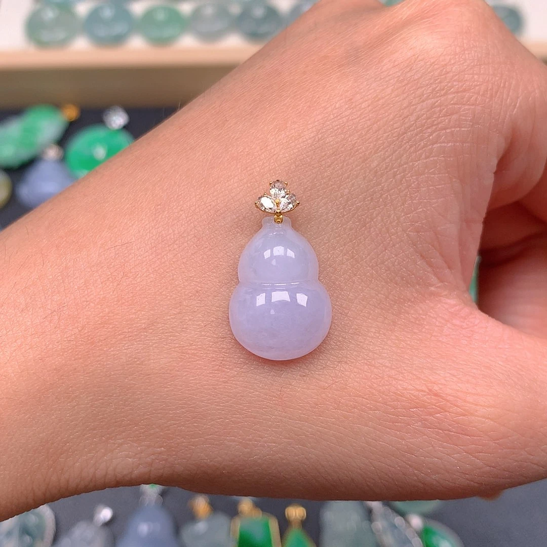 吊坠(不含链)18K金镶嵌翡翠