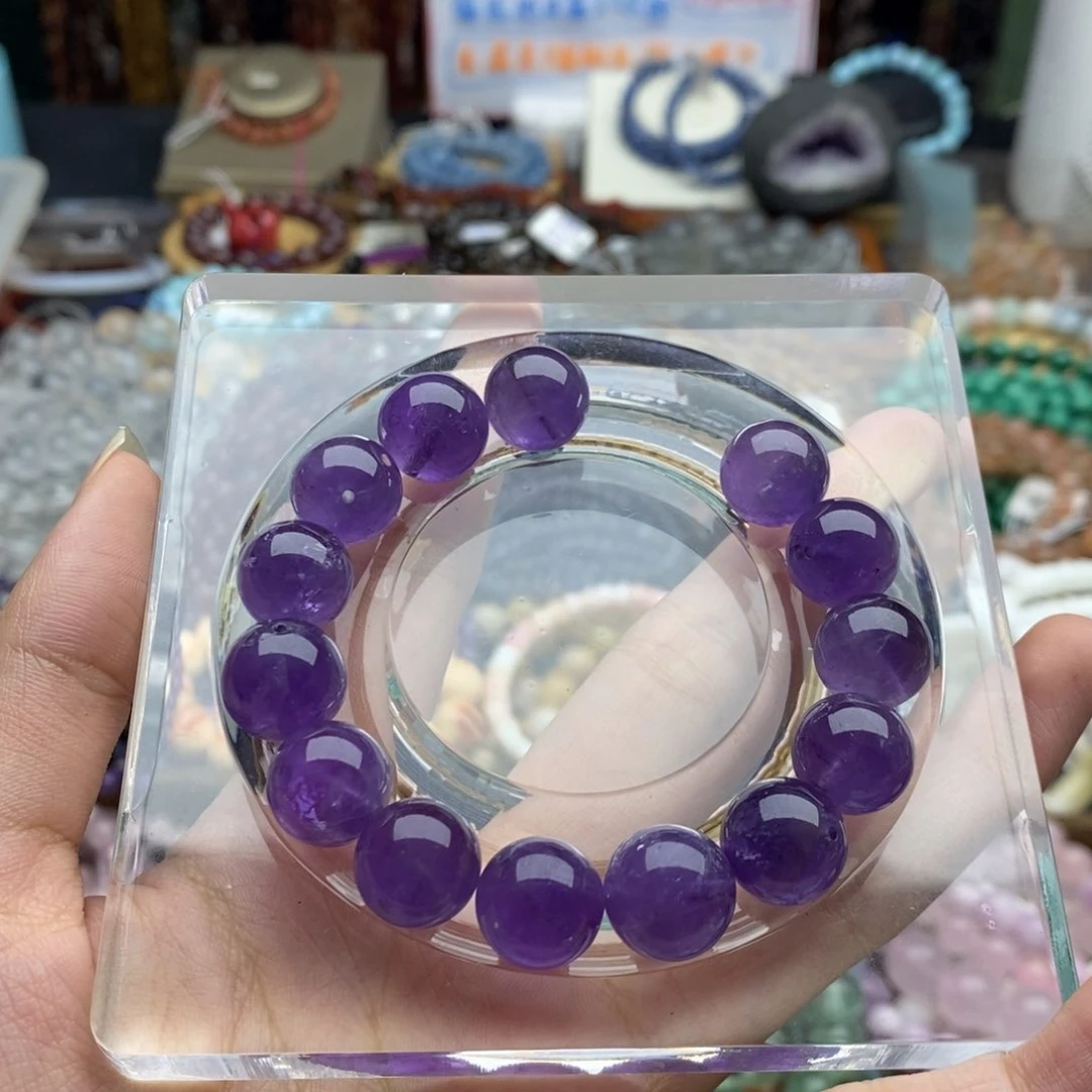 玛瑙/玉髓未镶嵌珠宝半成品一个天然12.5mm紫水晶圆珠天然