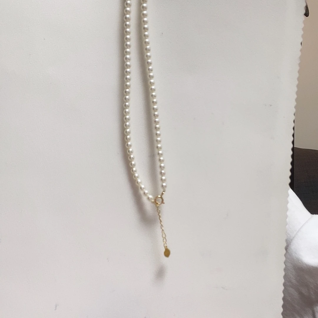 淡水珍珠18K金镶嵌颈饰简单