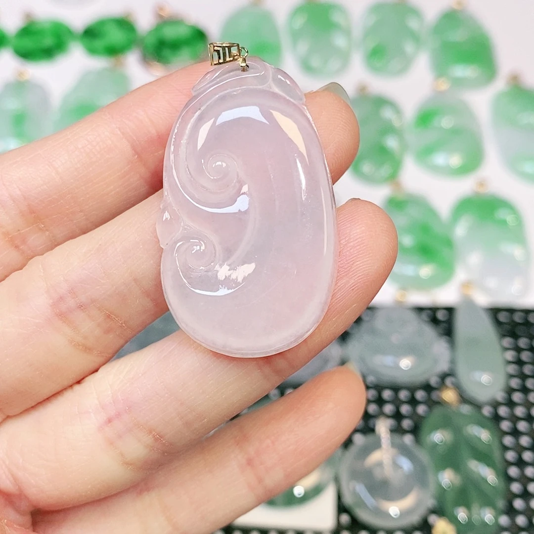 翡翠吊坠(不含链)18K金镶嵌