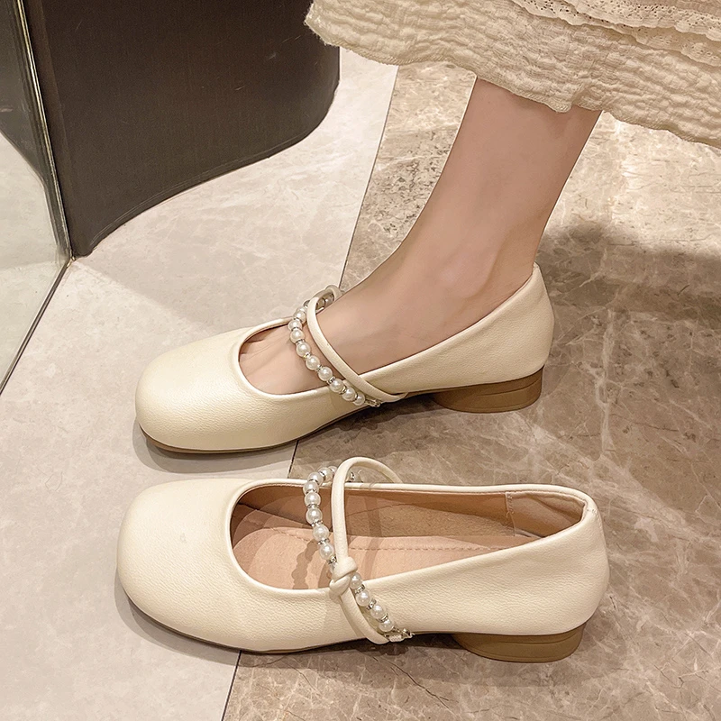 晚晚风温柔串珠玛丽珍单鞋女2025年春秋季源头软底配裙子奶奶鞋