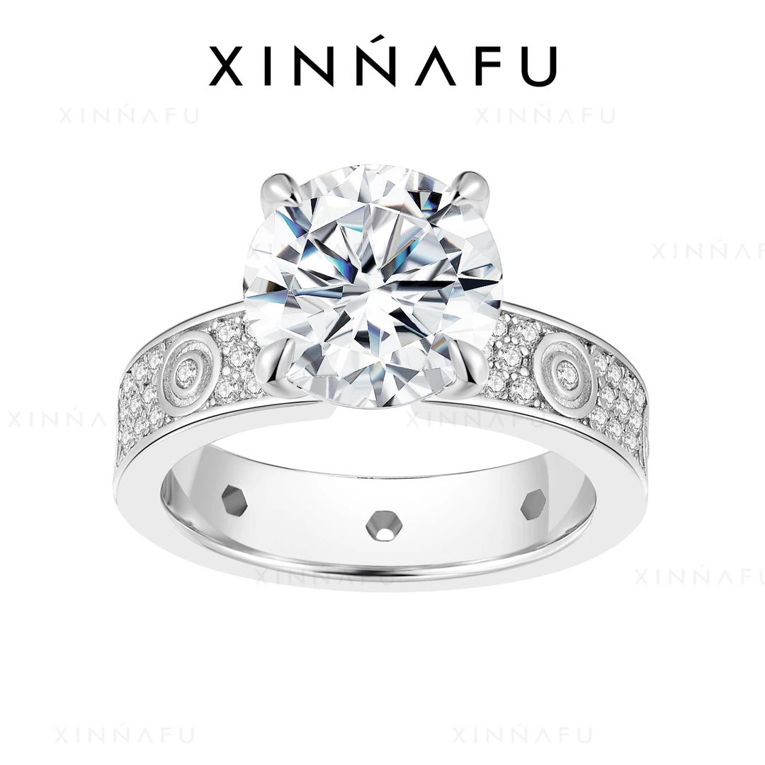 925银合成锆石戒指 3卡“四爪满天星”奢华婚戒经典百搭戒指