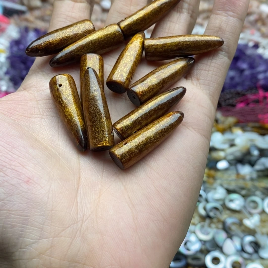 未镶嵌玛瑙/玉髓珠宝半成品五个10×30金柳子弹头