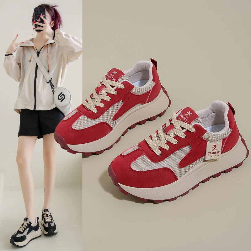 阿甘鞋2025春夏女款透气厚度时尚休闲韩版ins网红街头透气老爹鞋