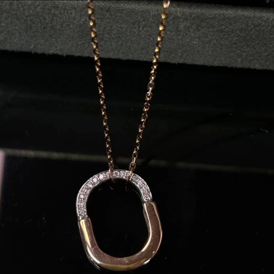 18K金玫瑰金钻石套链 分色U 经典百搭时尚