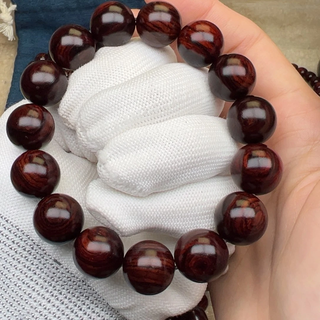 手串/手链花梨木类红降15圆珠土埋黑肉满油单圈