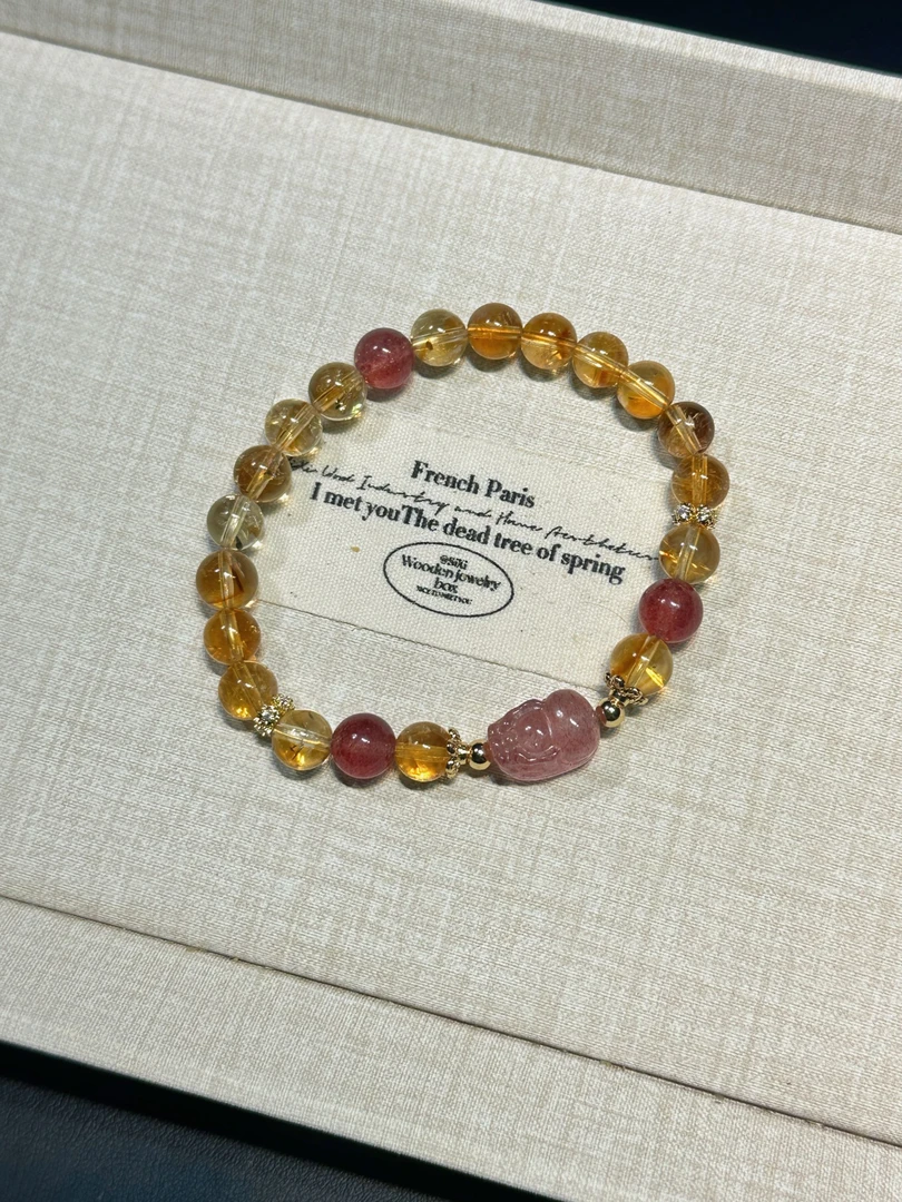 黄塔晶草莓晶水晶手串手链   颜色微差多样性发其--Y032