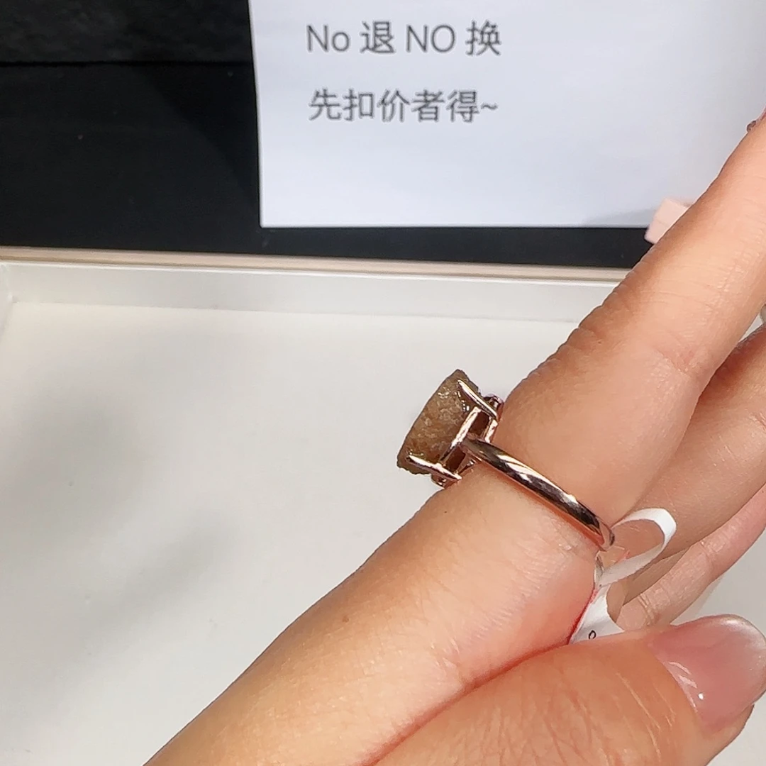 ****Ԁ大理石纯铜晶洞戒指