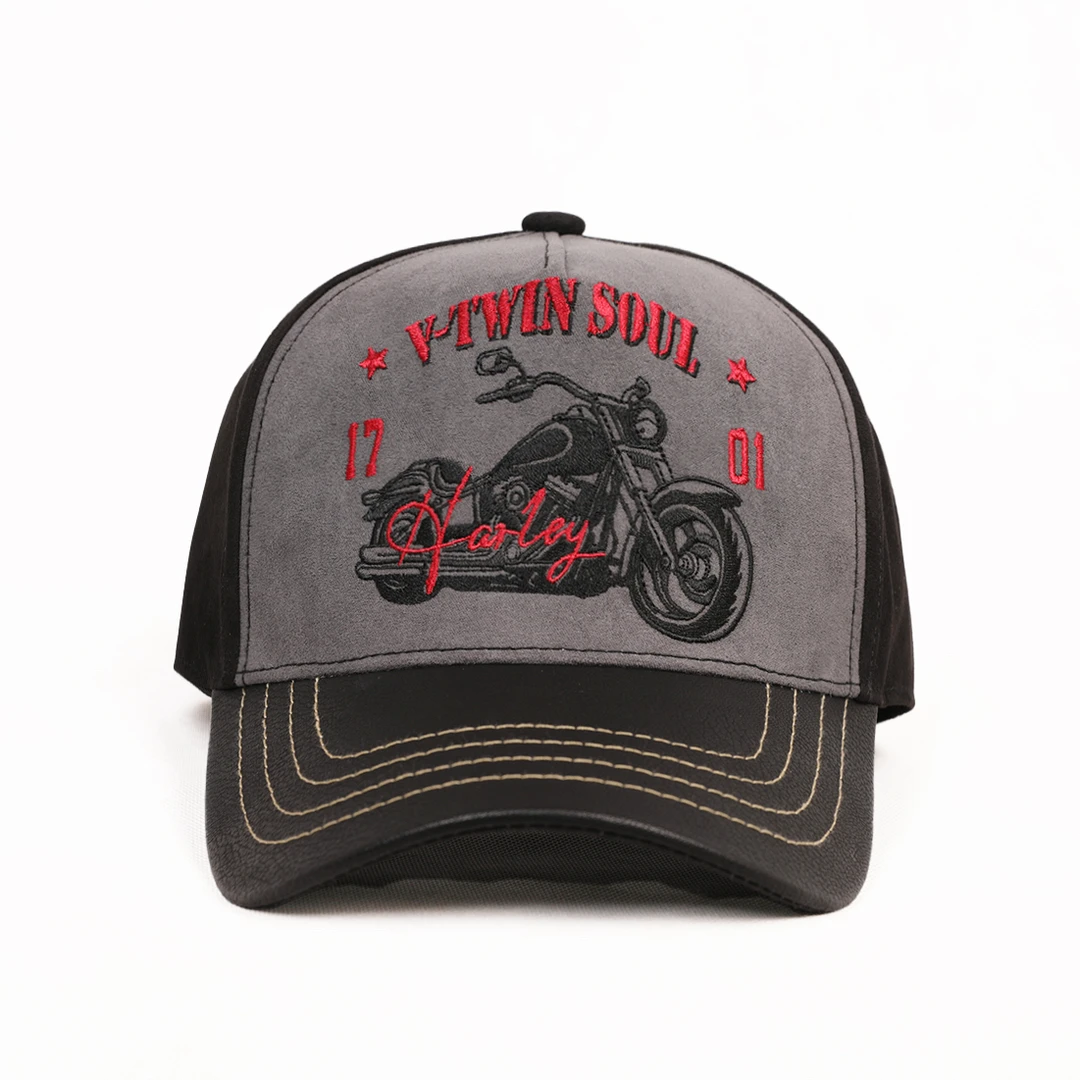 复古美式摩托刺绣冬季鸭舌棒球帽男女户外加深加大卡车司机遮阳帽