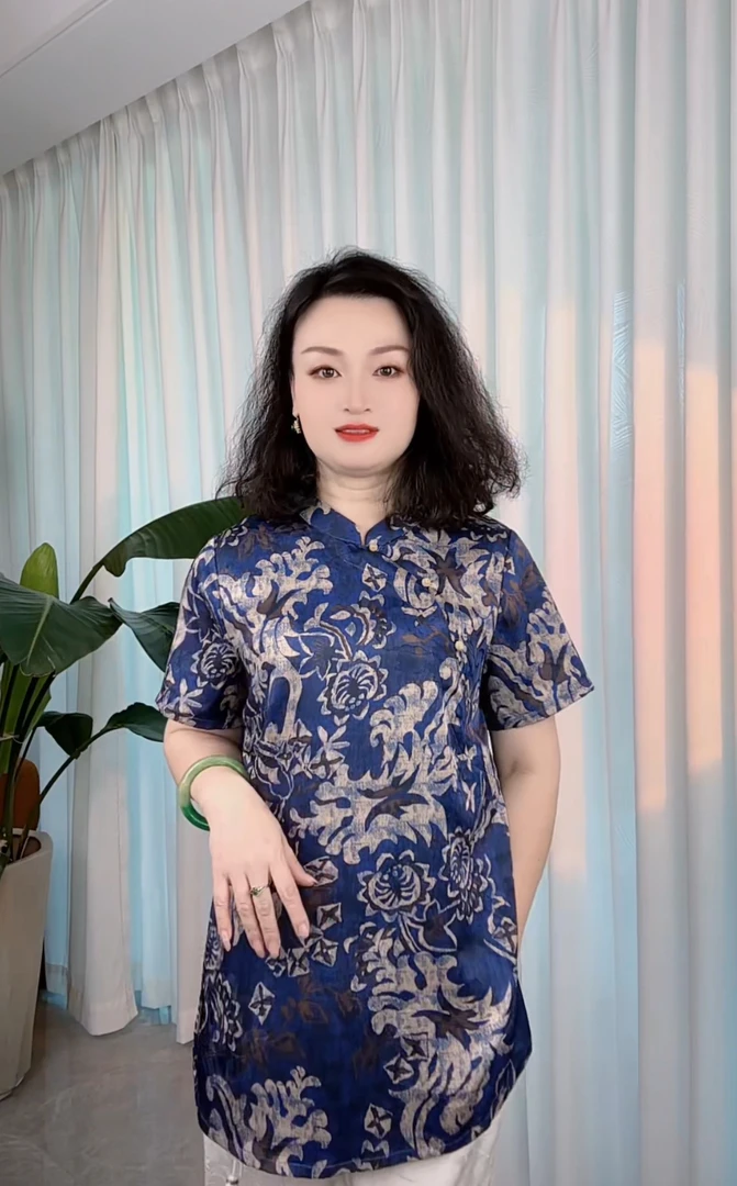 (青花)新中式短袖上衣