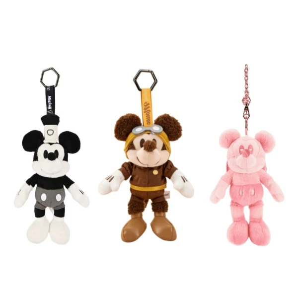 迪士尼正版米奇飞行员系列毛绒玩偶挂件米奇黑白复古挂件米老鼠