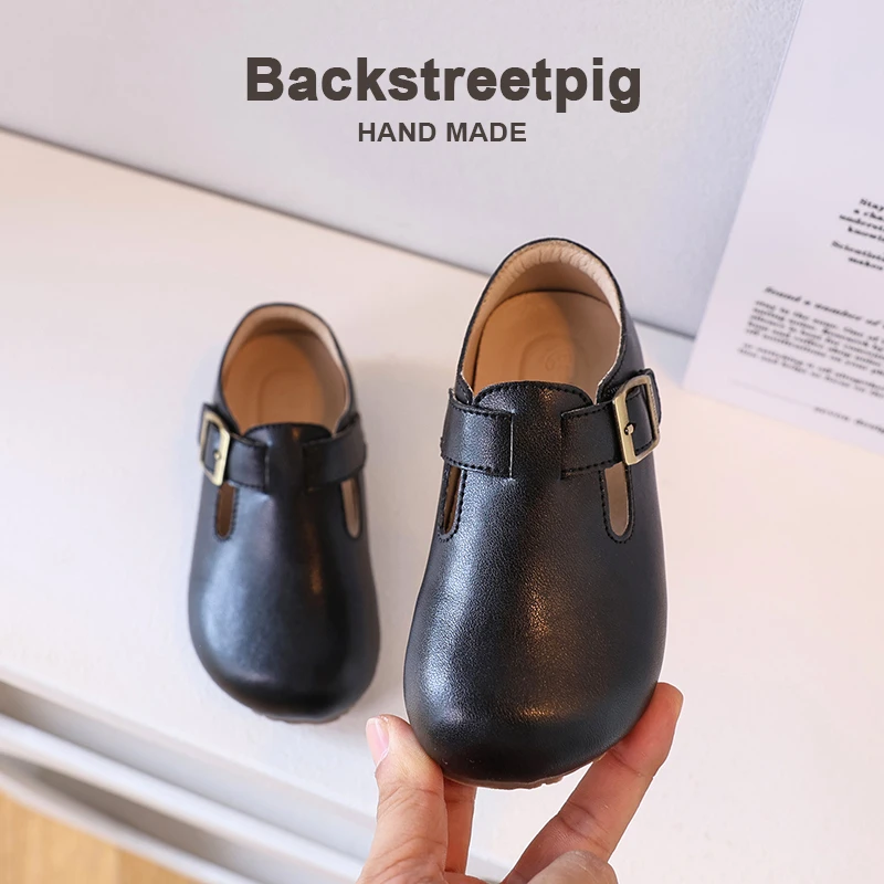 真皮儿童博肯鞋2025春秋季男女童百搭英伦风女童皮鞋防滑软底童鞋