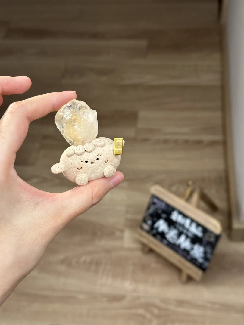 水晶小豆丁可爱黄水原石