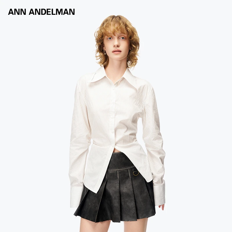 ANN ANDELMAN2025年新款设计感西装衬衣收腰条纹衬衫薄款