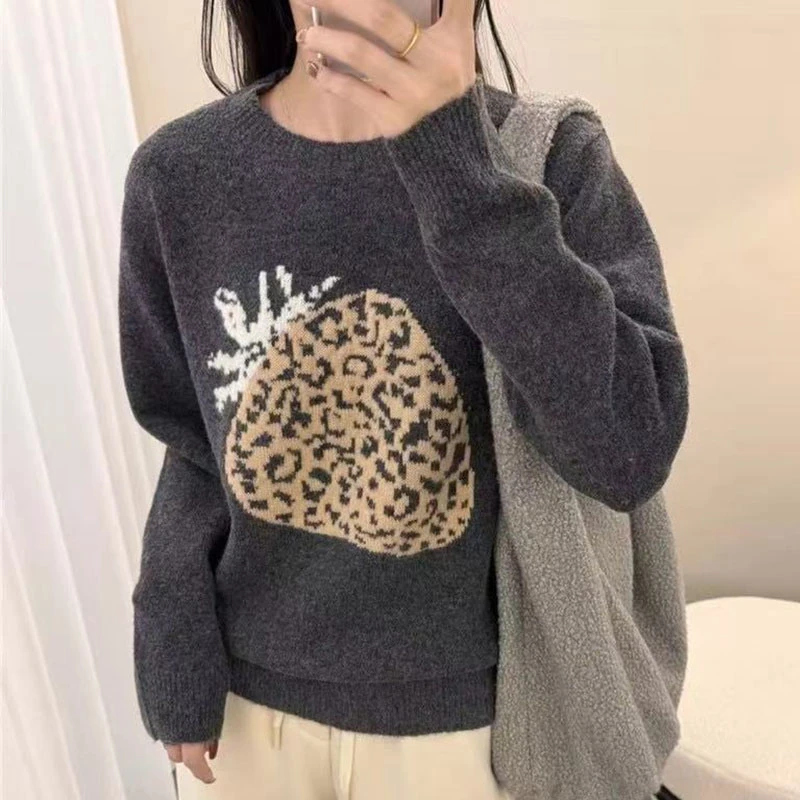 pingedixin/品哥弟新款圆领加厚纯羊毛打底衫洋气提花显瘦针织衫