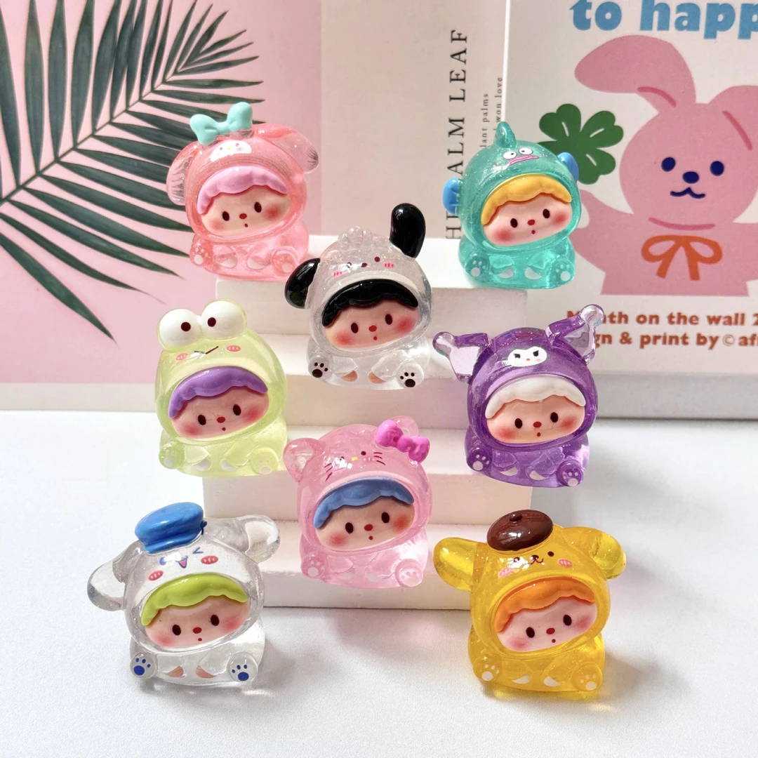 【双许愿+九宫格】细闪透明歪歪三丽欧可爱桌面小摆件车载饰品创意