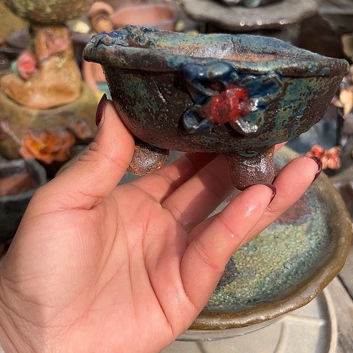 手工粗陶高温花盆