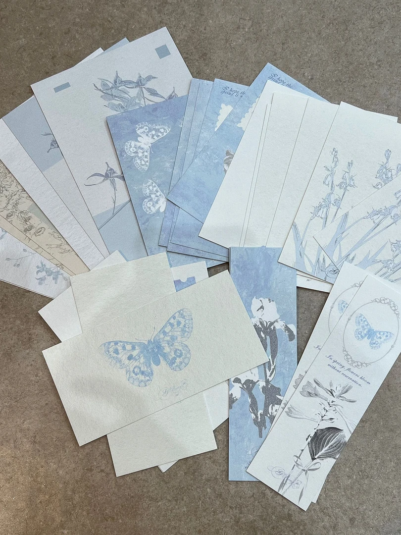 灰色小熊【雾蓝】系列卡纸美甲打版纸简约高级背景卡片拍照卡穿戴甲